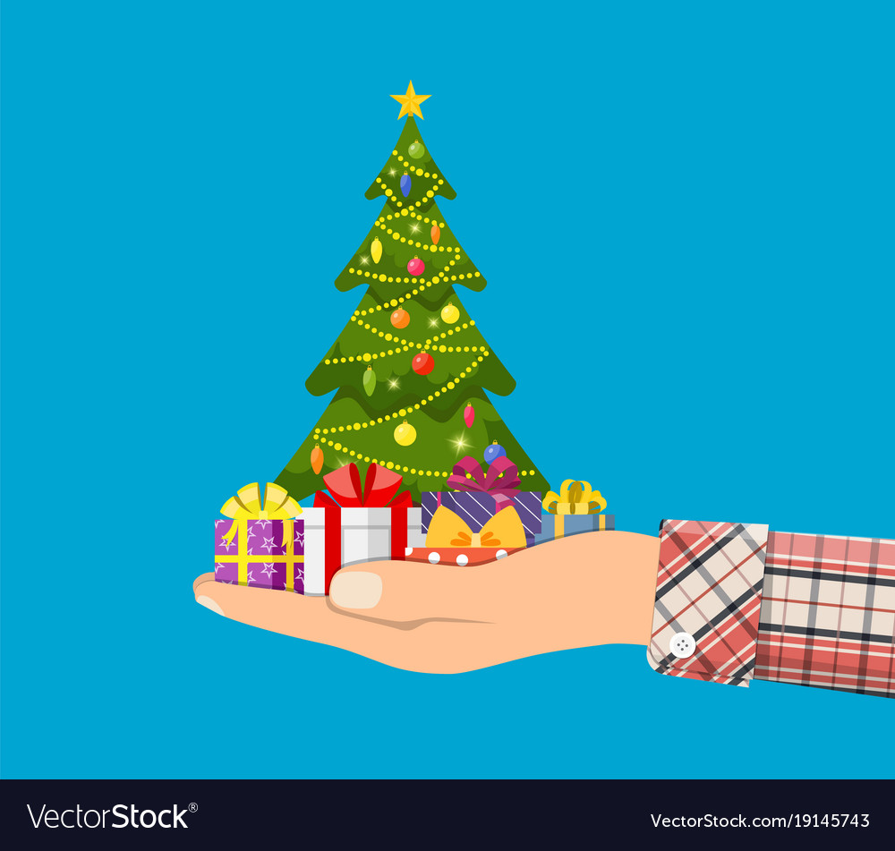 Christmas tree decorated with colorful balls Vector Image