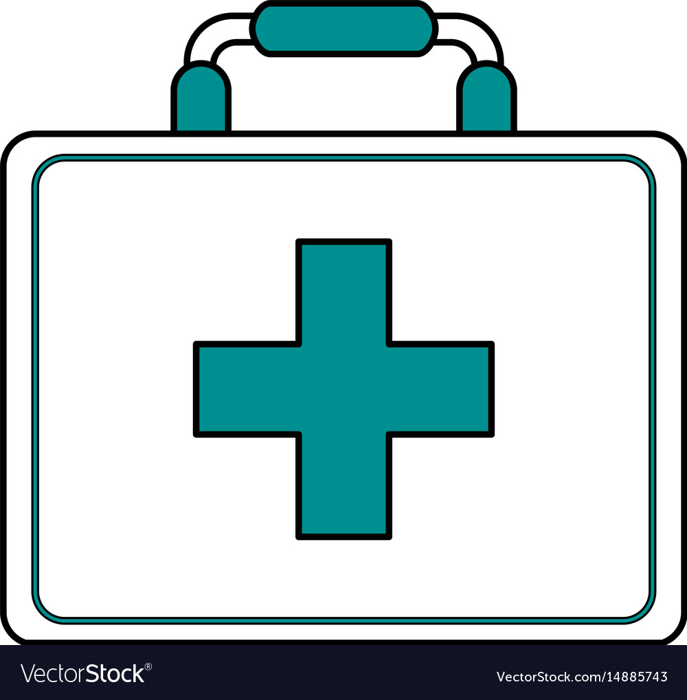 Color silhouette image cartoon first aid kit with Vector Image