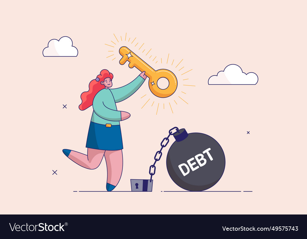 Debt free concept freedom for pay off debts loan Vector Image