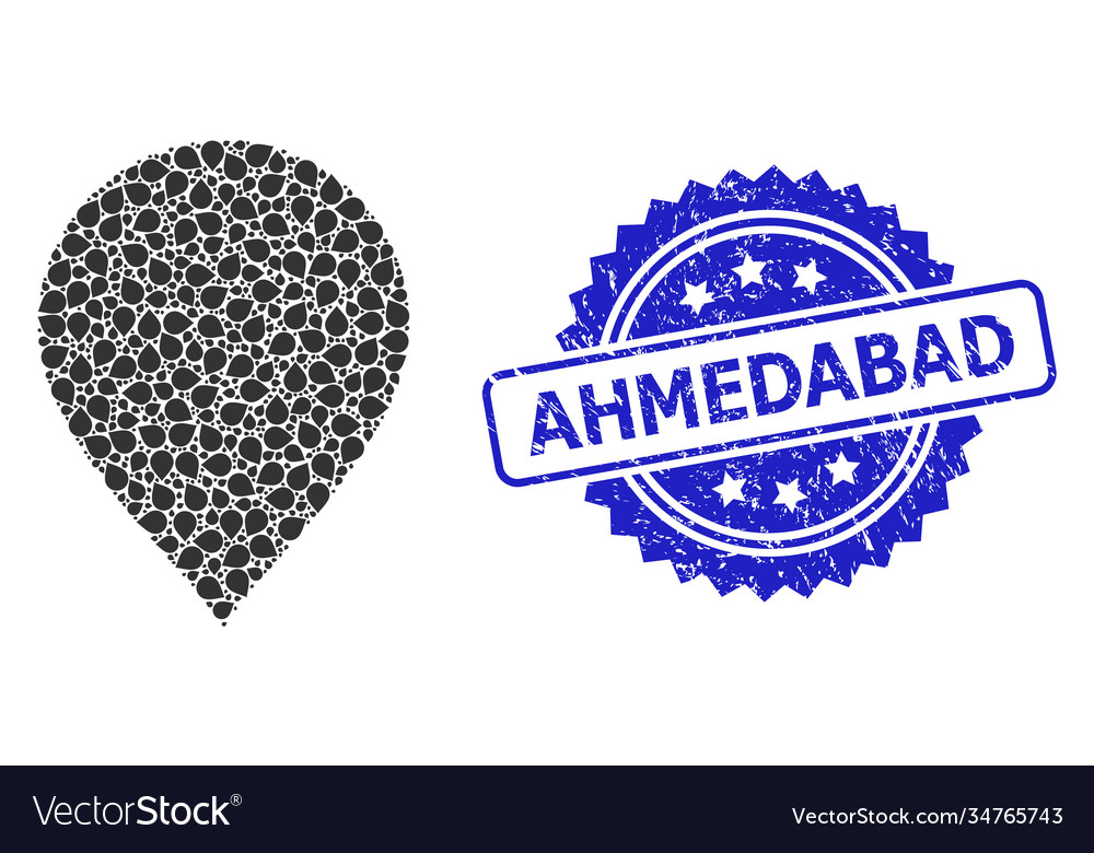 Distress ahmedabad watermark and recursion map Vector Image Distress ahmedabad watermark and recursion map