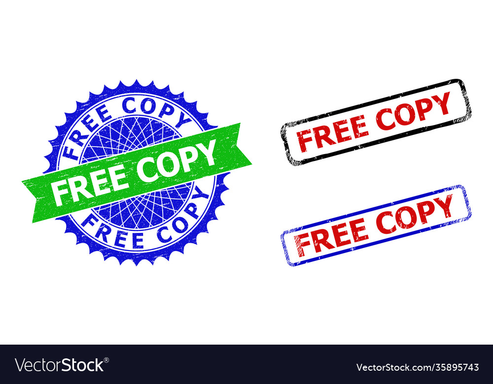 Free Copy Rosette And Rectangle Bicolor Seals Vector Image