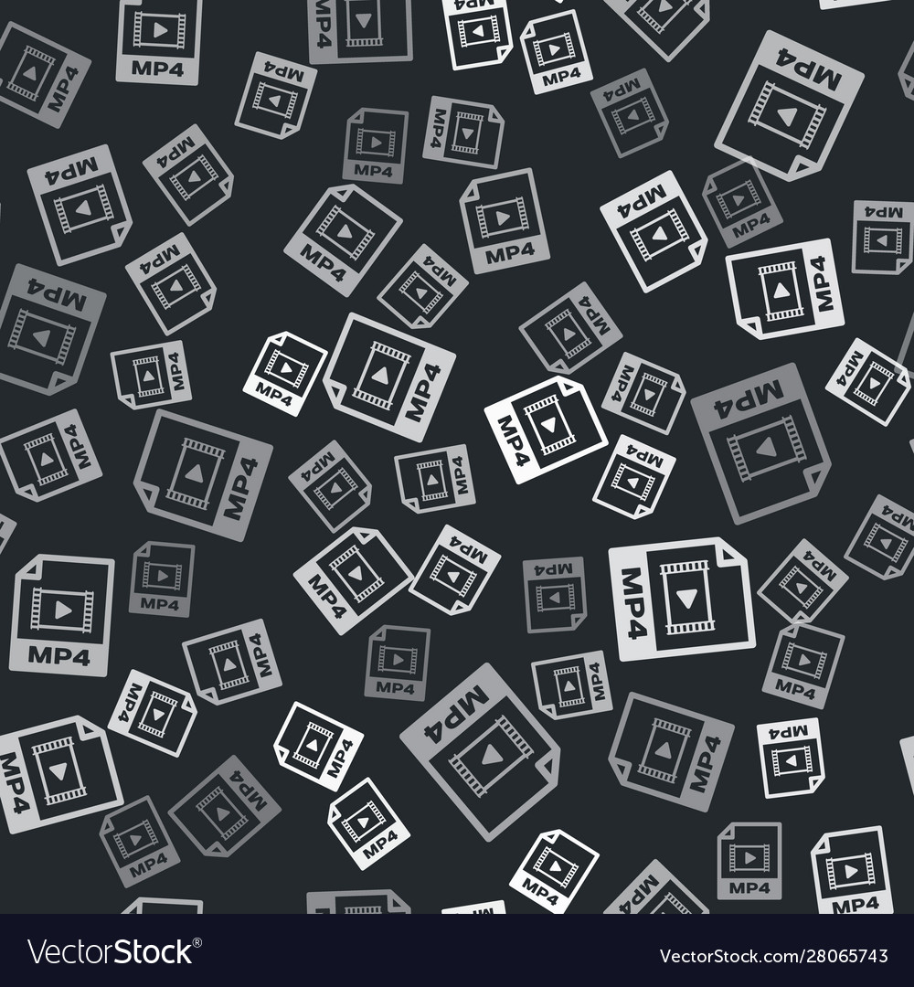 Grey mp4 file document download button icon vector image Grey mp4 file document download button icon