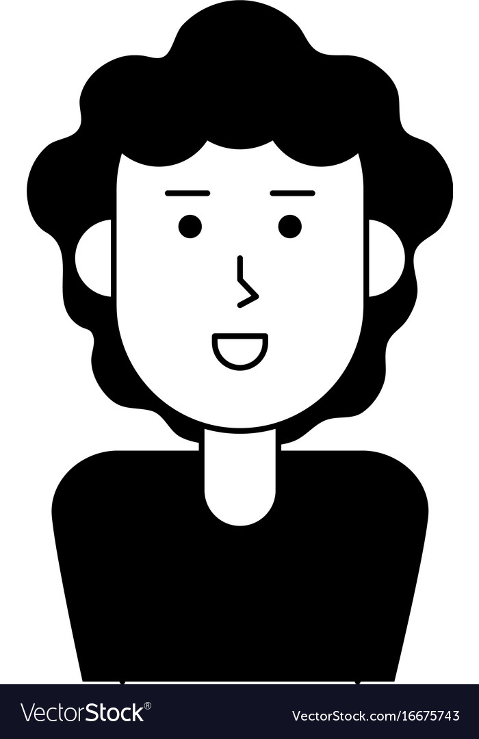 Happy woman with big curly hair cartoon icon imag Vector Image Happy woman with big curly hair cartoon icon imag Vector Image