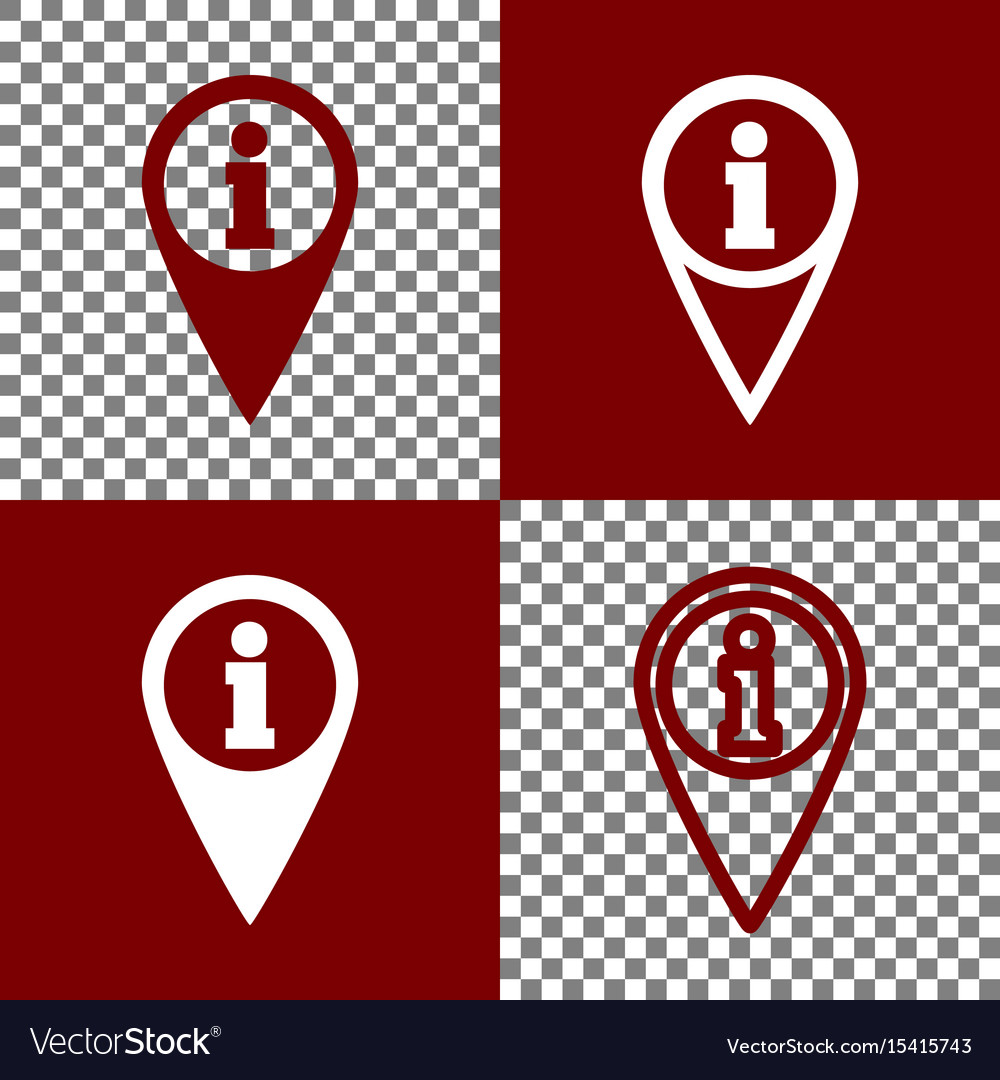 Map pointer with information sign bordo