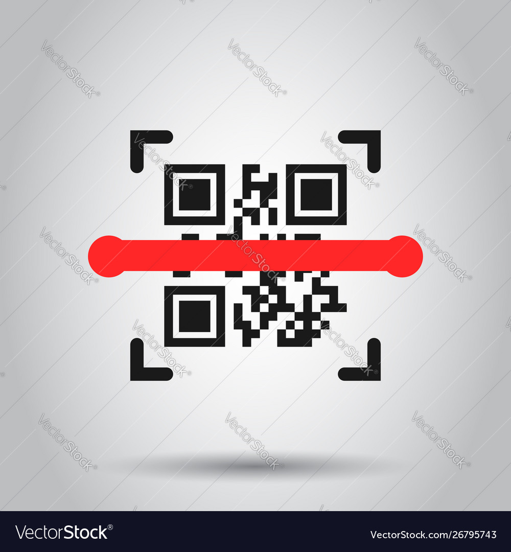 Qr code scan icon in flat style scanner id