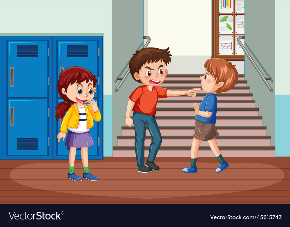 School bullying with student cartoon characters Vector Image