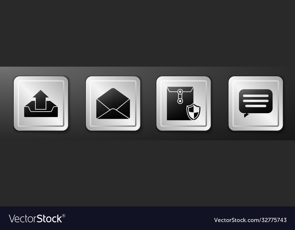 Set upload inbox envelope with shield vector image Set upload inbox envelope with shield