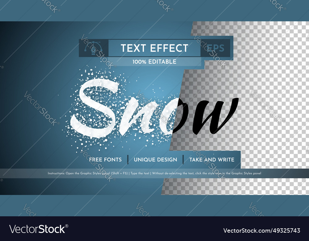Snowstorm - editable text effect font style vector image Snowstorm - editable text effect font style