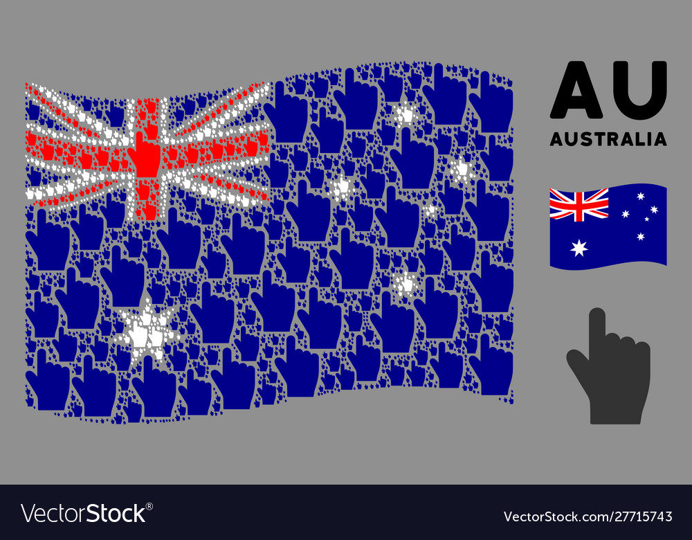 Waving australia flag pattern index finger