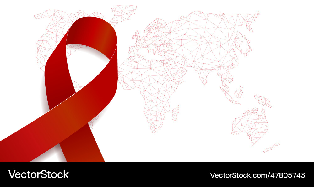 World aids day concept banner template with red Vector Image