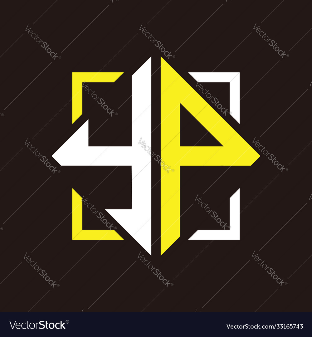 Y p initials quadrangle monogram with square