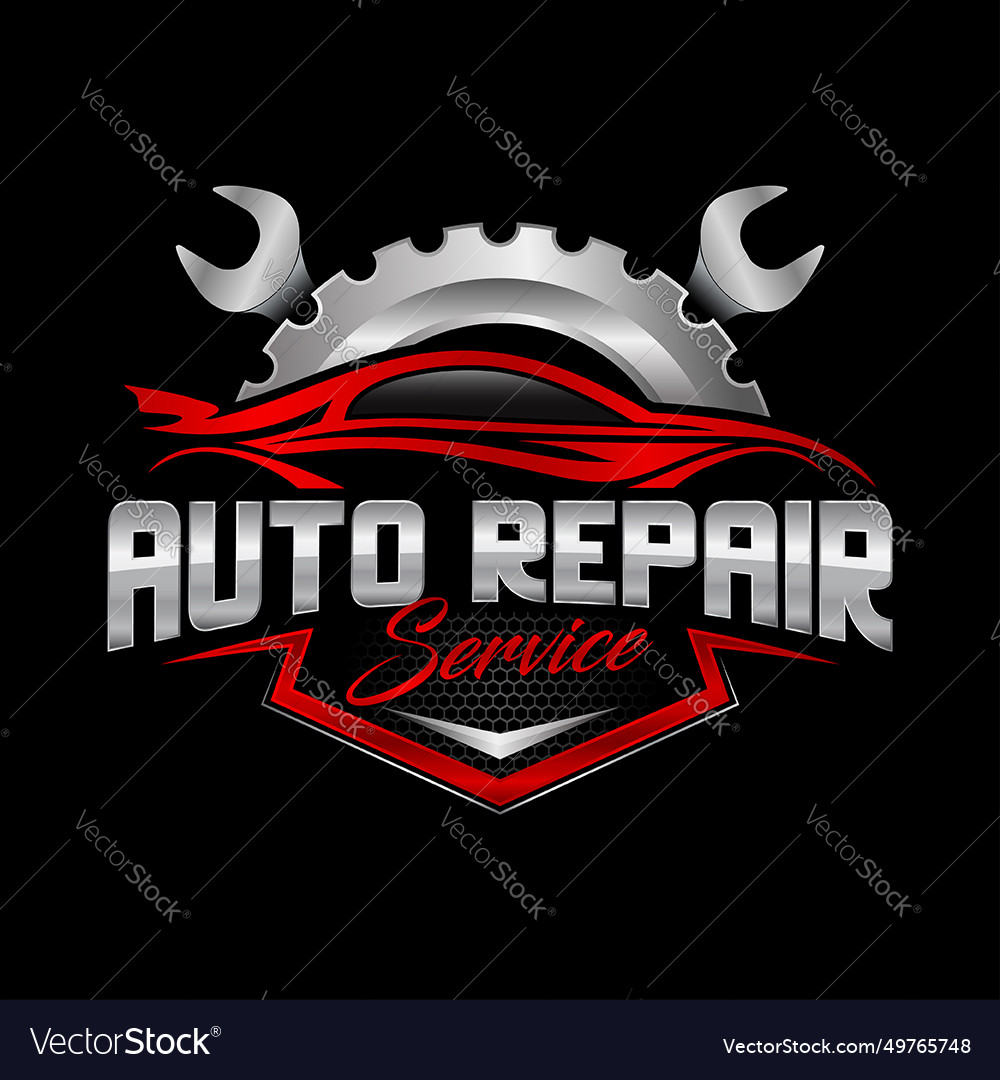 Auto Repair Service Logo Badge Emblem Template Vector Image