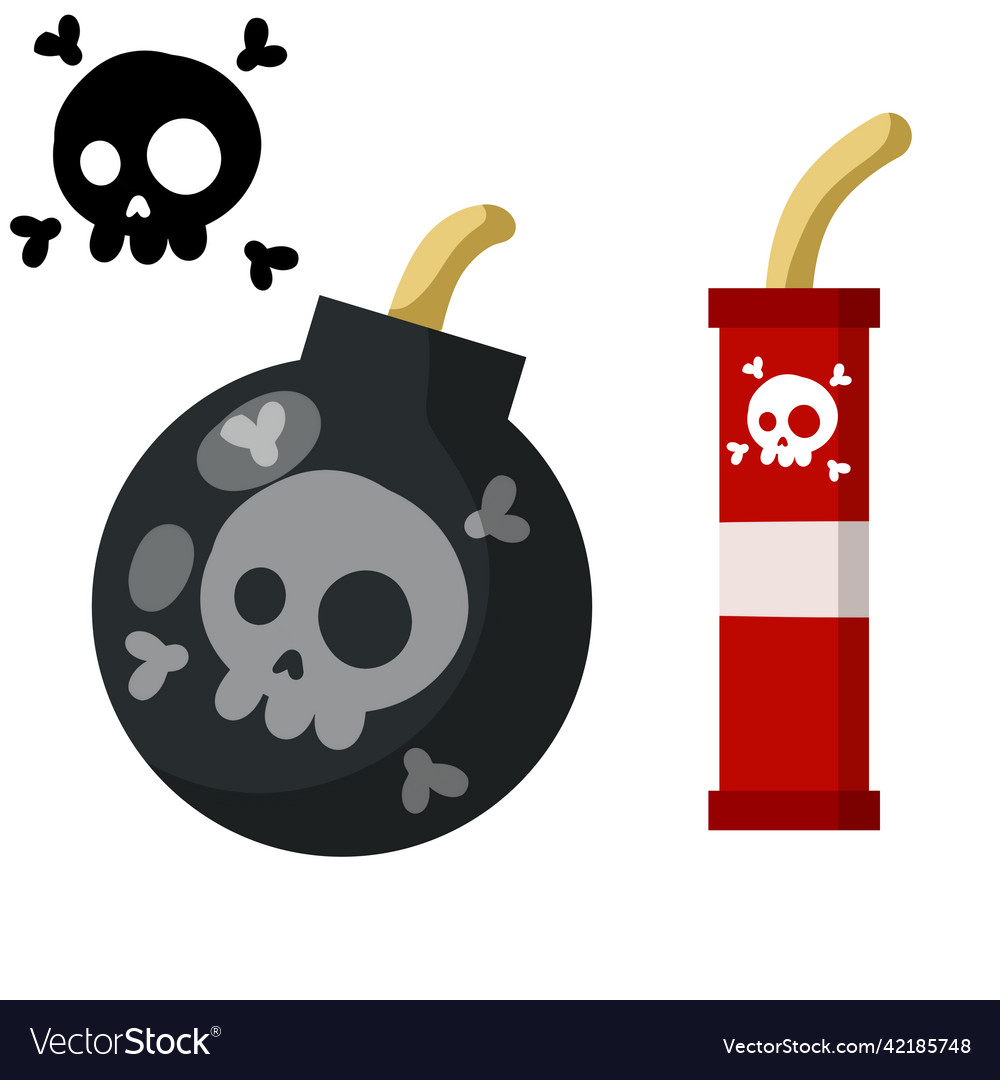 Black bomb and explosive objects Royalty Free Vector Image