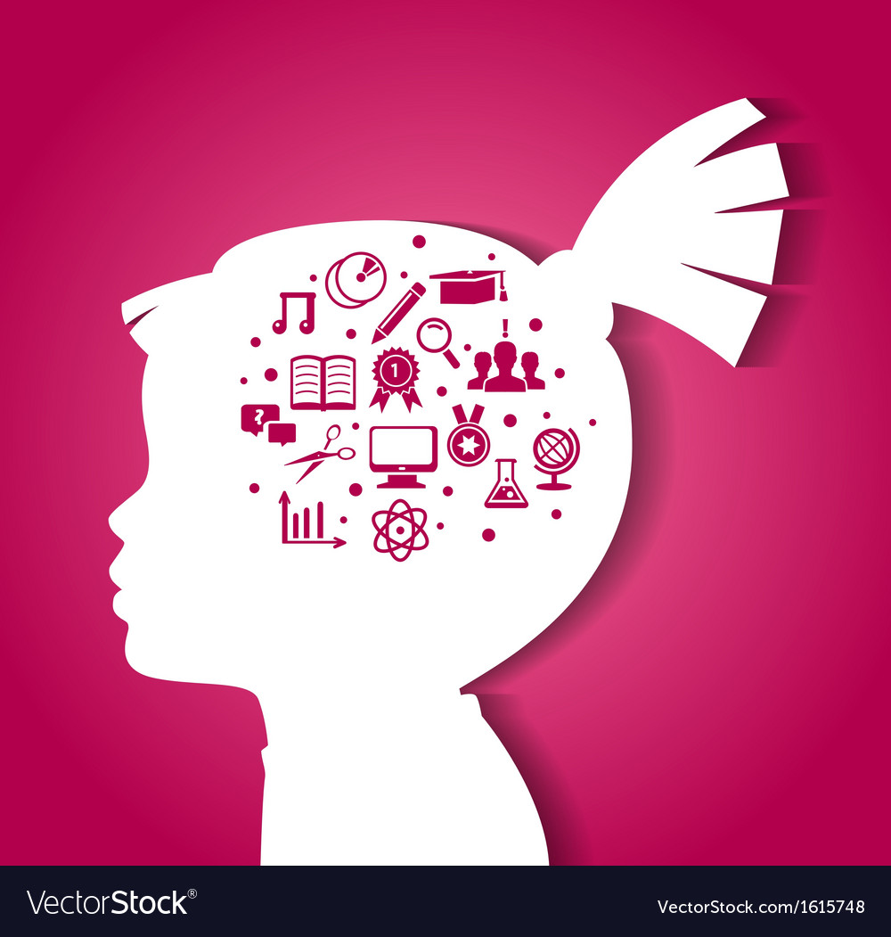 Child head with education icons