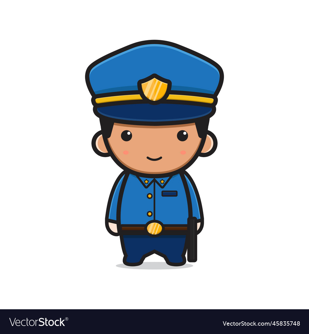 Cute police cartoon icon Royalty Free Vector Image