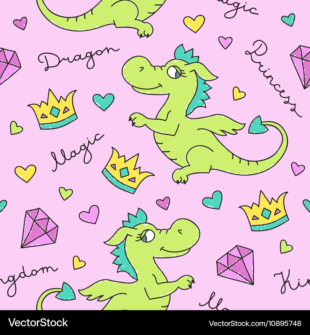Dragons seamless pattern Royalty Free Vector Image