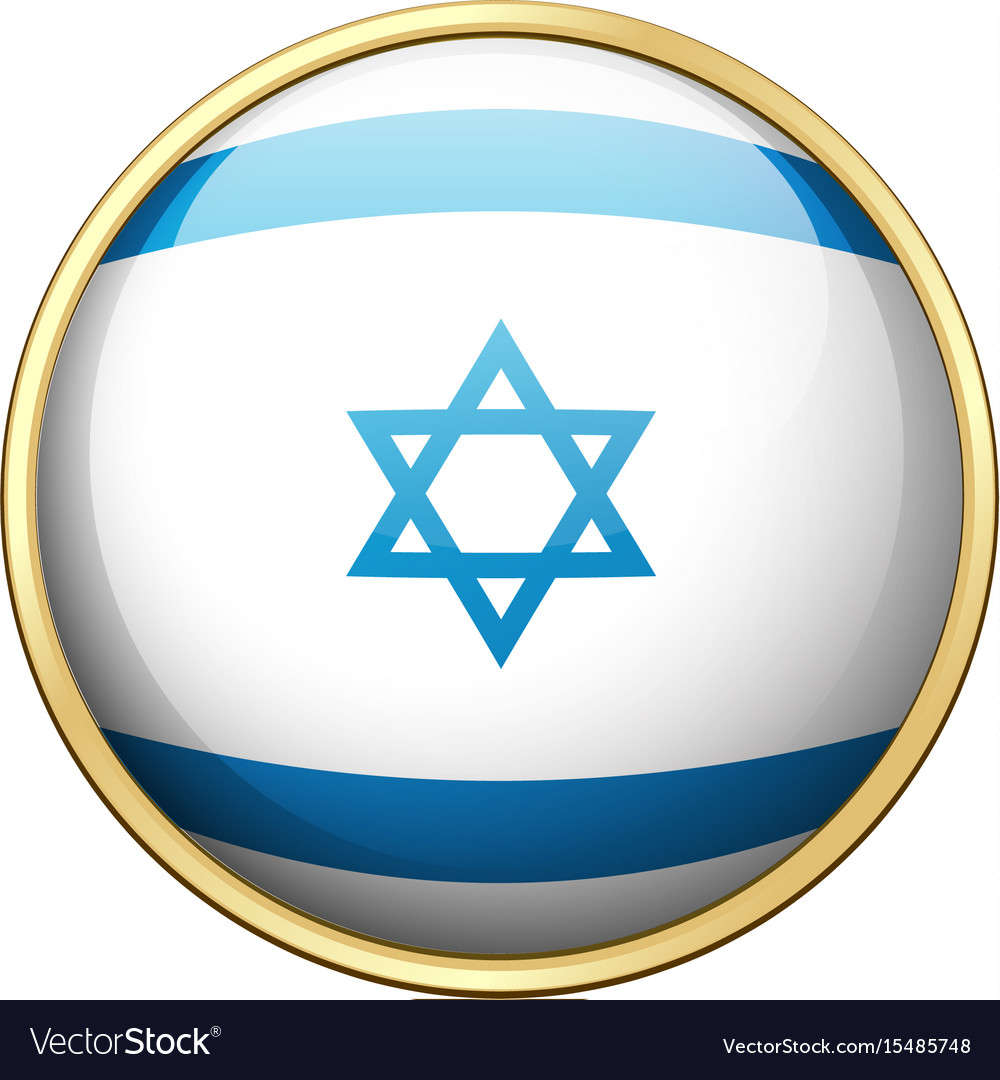 flag of israel on round badge royalty free vector image