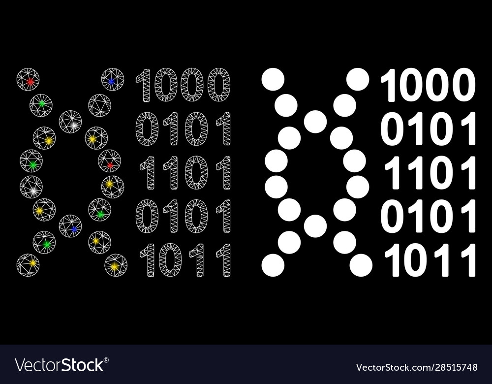 Flare mesh network dna code icon with spots vector image Flare mesh network dna code icon with spots