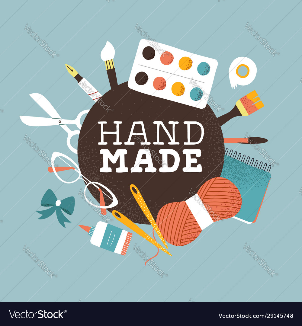 Hand made text label for creative art product Vector Image