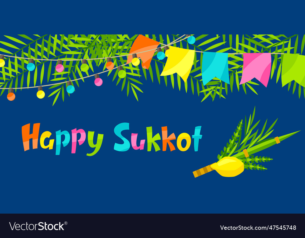 Happy sukkot greeting card holiday background Vector Image