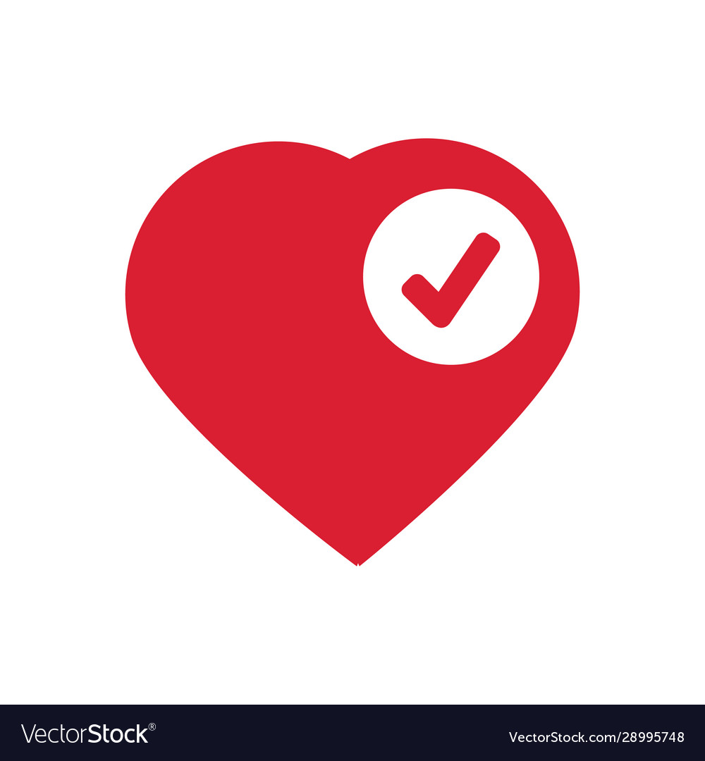 Heart Sign Web Icon With Check Mark Glyph Vector Image