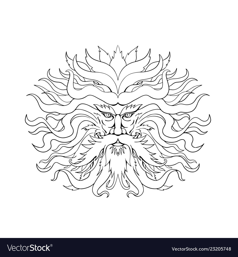 Helios greek sun god head drawing black and white Vector Image