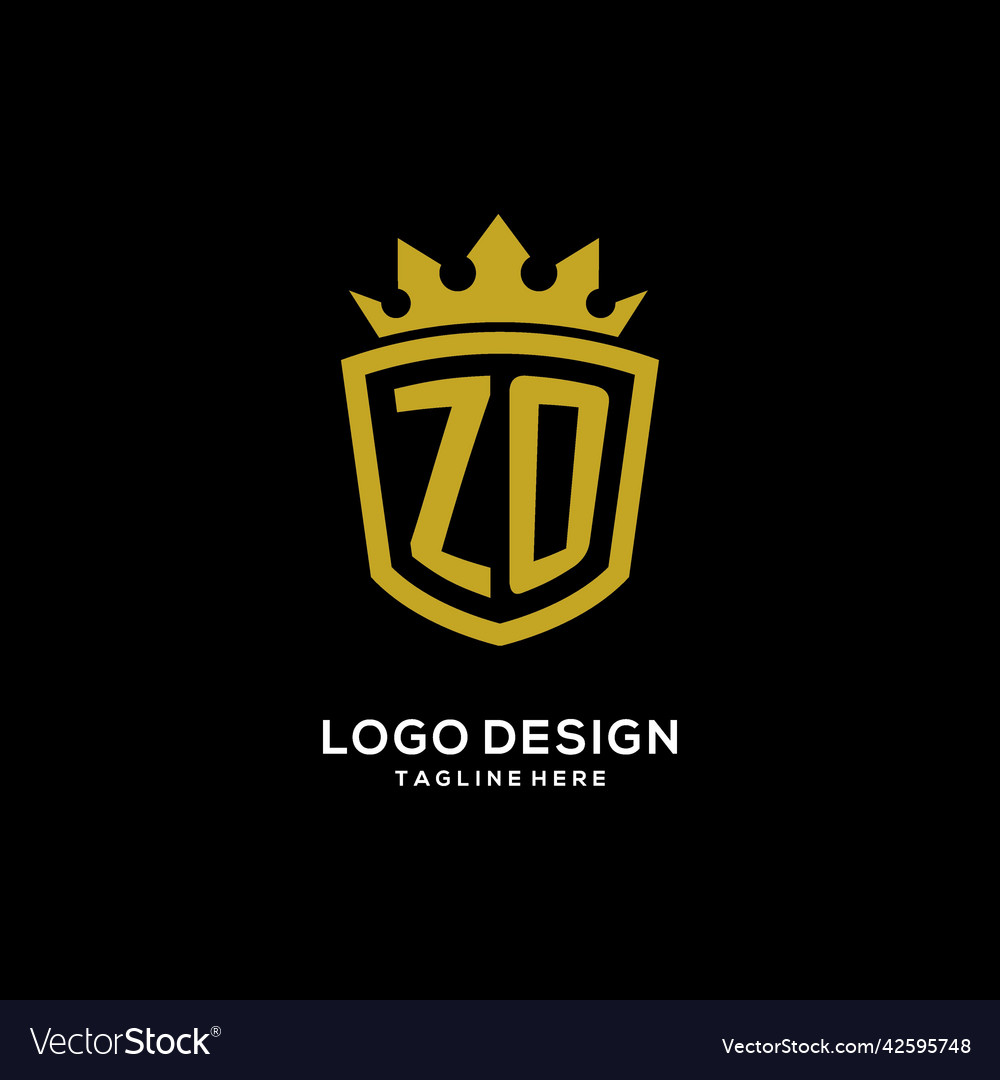 Initial zo logo shield crown style luxury elegant Vector Image