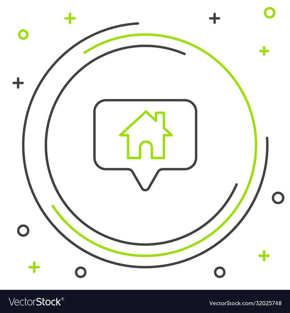 Line map pointer with house icon isolated on white vector image Line map pointer with house icon isolated on white
