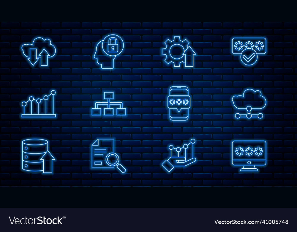 Set line monitor with password network cloud vector image Set line monitor with password network cloud
