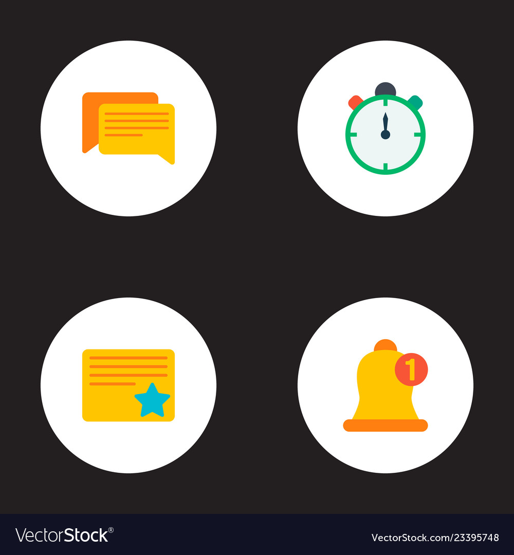 Set of project icons flat style symbols with timer vector image Set of project icons flat style symbols with timer