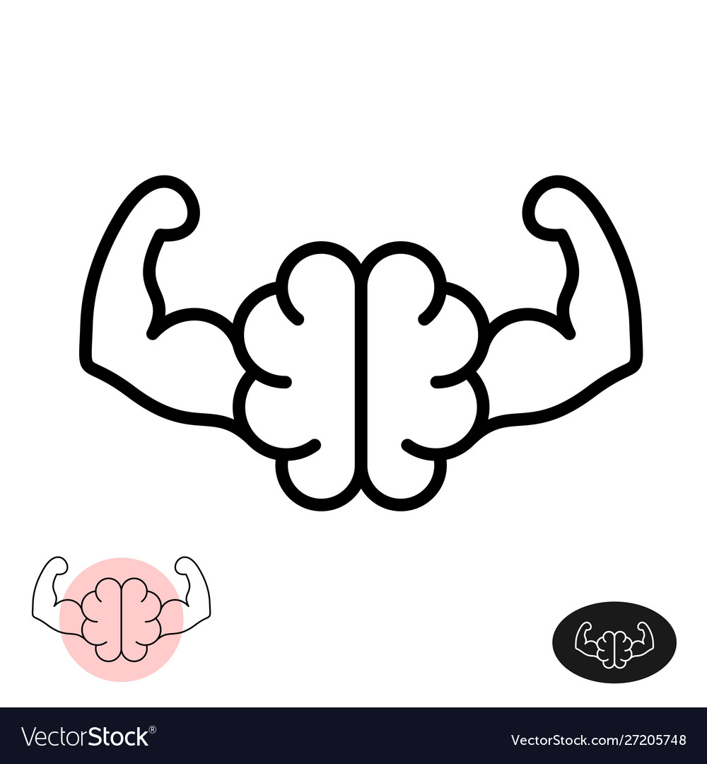 Strong brain concept line style showing Royalty Free Vector