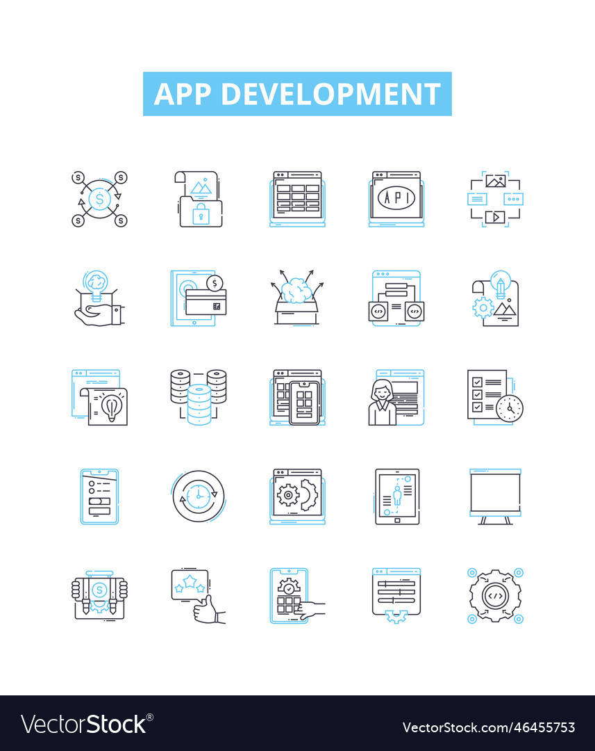 App development line icons set Vector Image App development line icons set