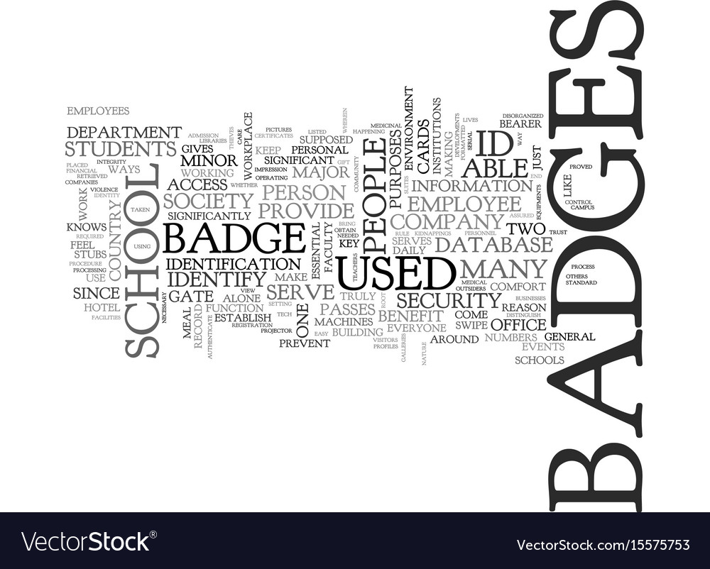 benefits of id badges text word cloud concept vector image