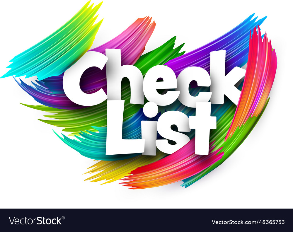 Check list paper word sign with colorful spectrum vector image Check list paper word sign with colorful spectrum