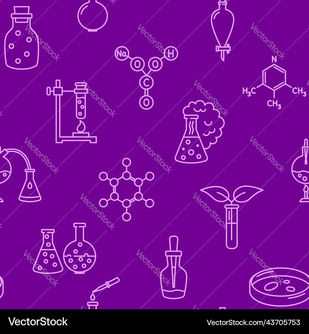 Chemistry seamless pattern in line style Vector Image
