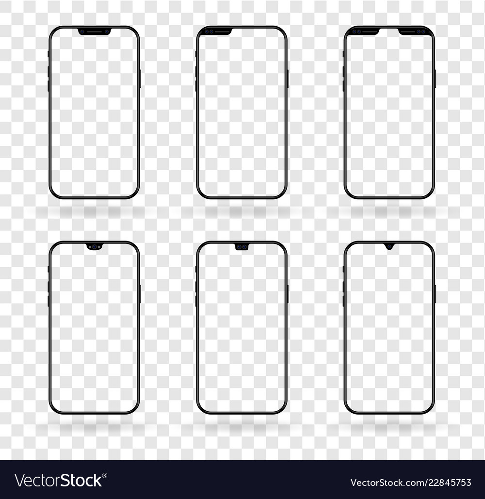 Different notch smartphone display mockup set vector image Different notch smartphone display mockup set