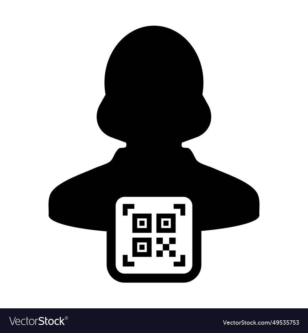 Digital id icon avatar with qr code for biometric vector image Digital id icon avatar with qr code for biometric
