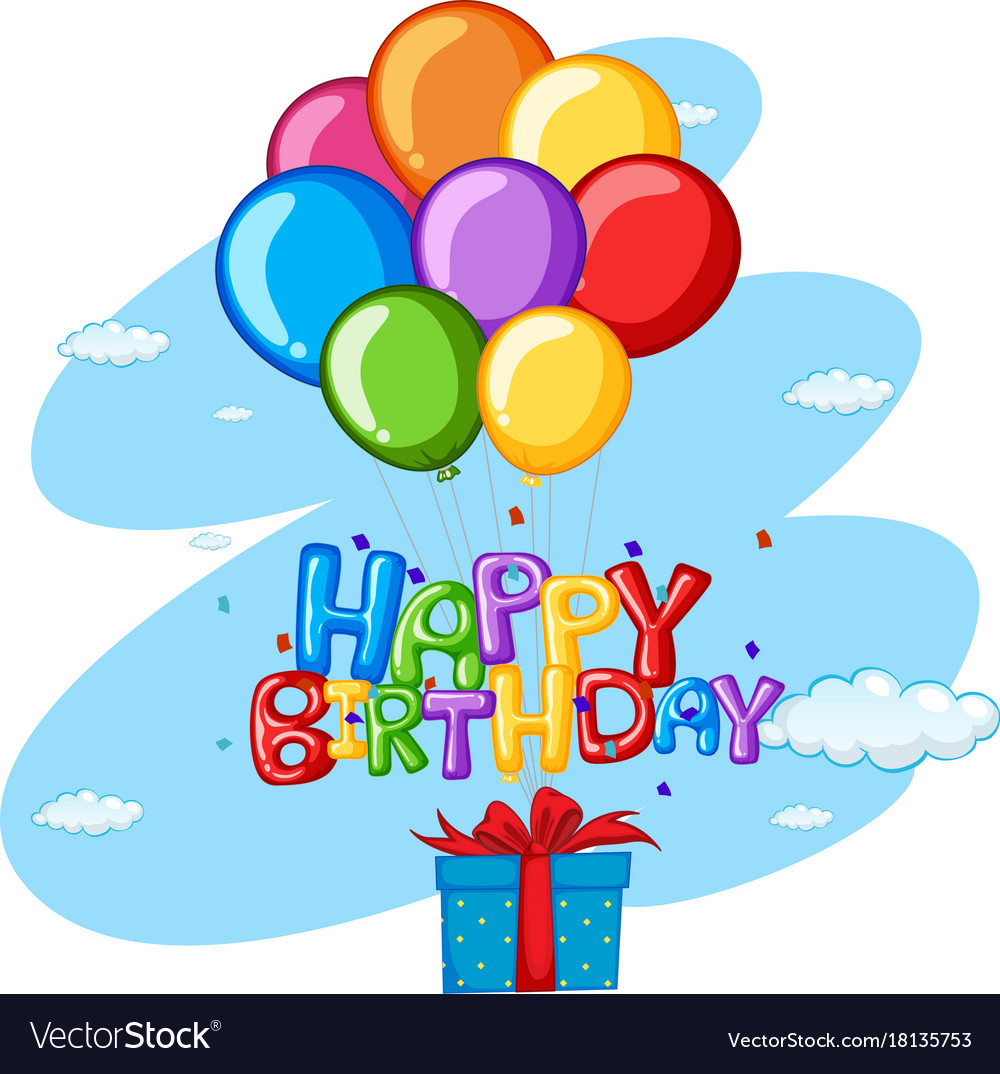 Happy birthday theme with present and balloons Vector Image