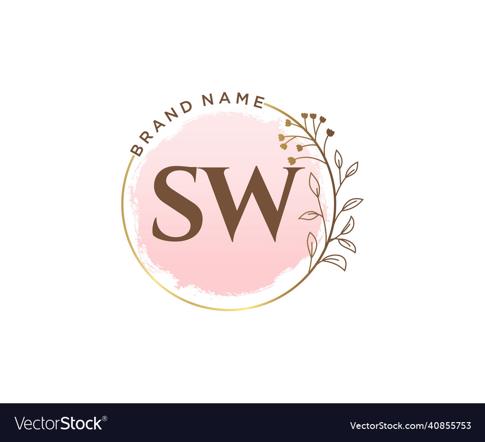 Initial sw feminine logo usable for nature salon