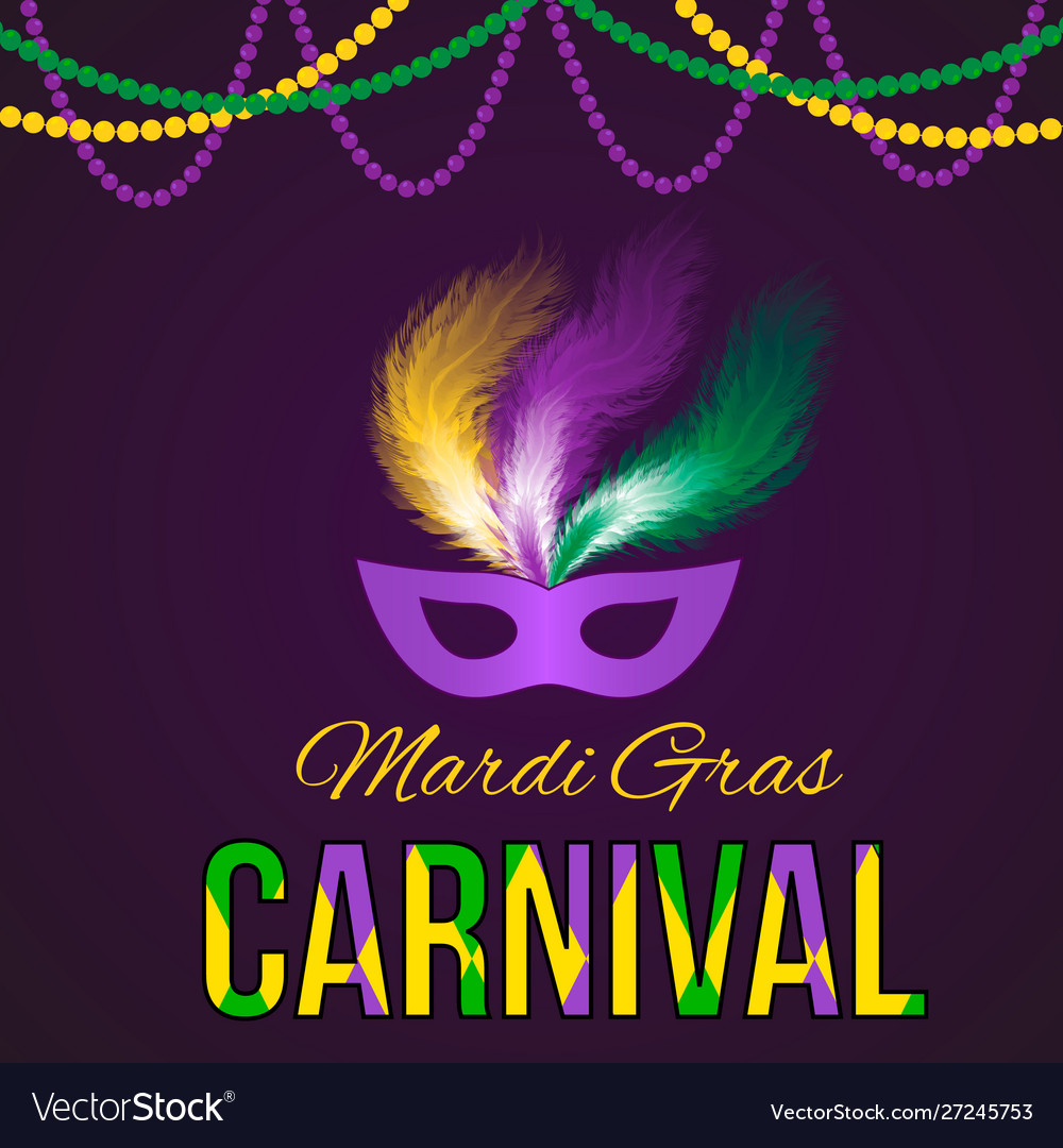 Mardi gras carnival with mask on dark background