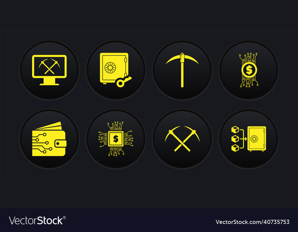 Set cryptocurrency wallet bitcoin in circuit vector image Set cryptocurrency wallet bitcoin in circuit