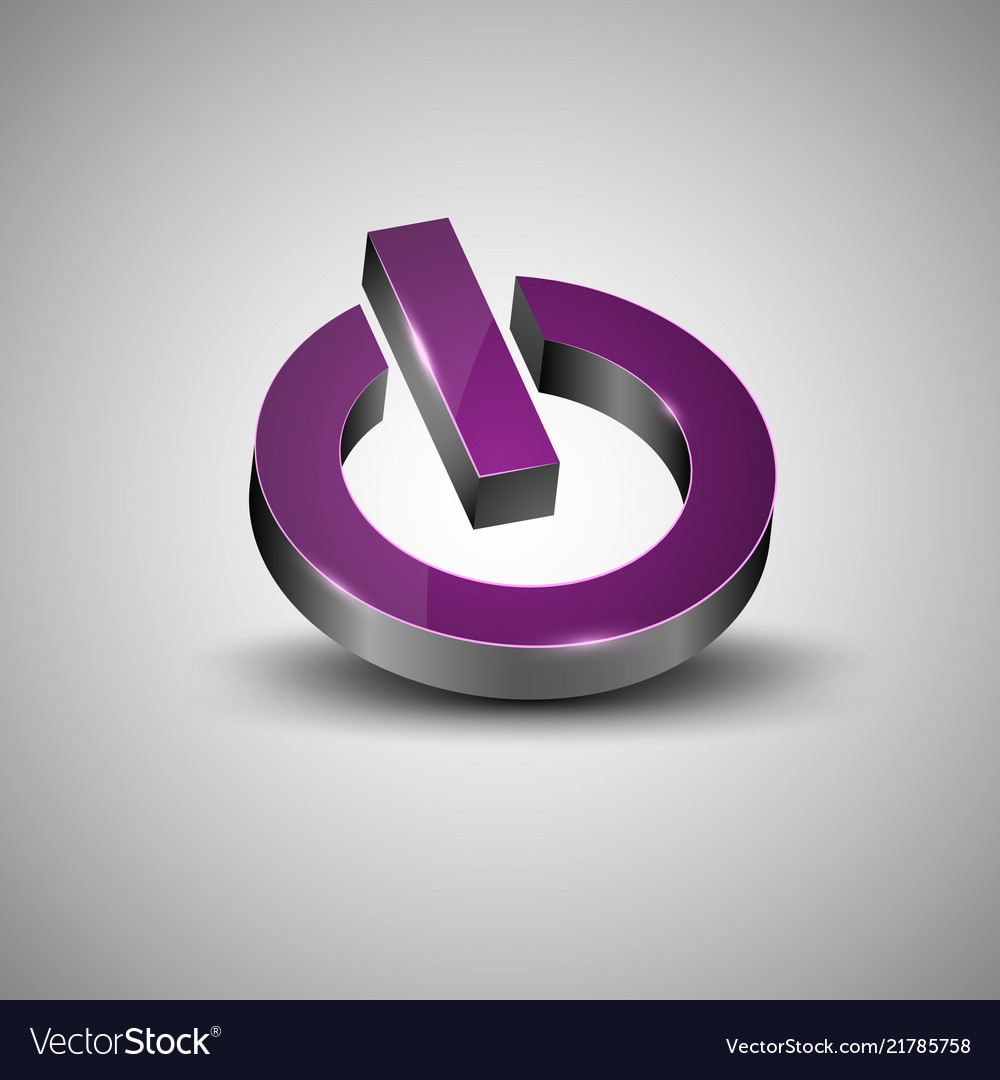 3d button with power symbol