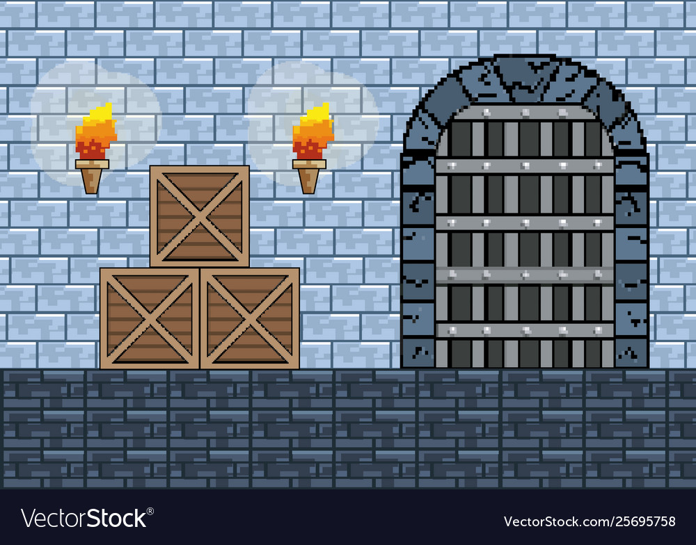 Arcade game world and pixel scene design