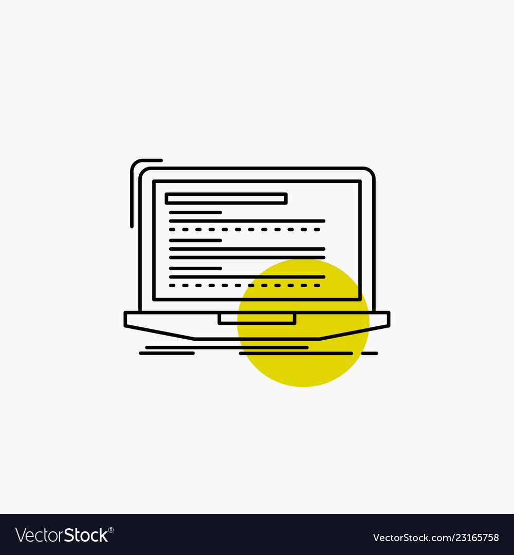 Code coding computer monoblock laptop line icon vector image Code coding computer monoblock laptop line icon