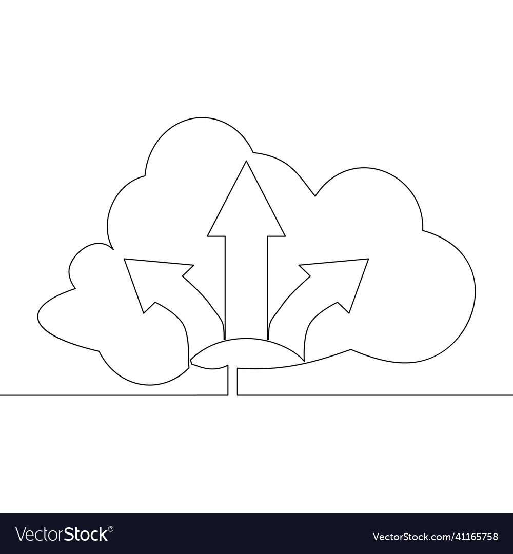 Continuous line drawing cloud with arrows concept vector image Continuous line drawing cloud with arrows concept