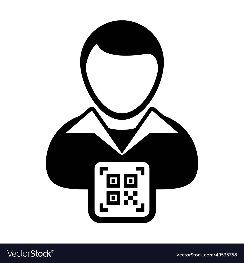 Digital id icon avatar with qr code for biometric vector image Digital id icon avatar with qr code for biometric