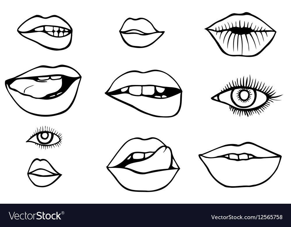 Eyes And Lips Icons Set Royalty Free Vector Image