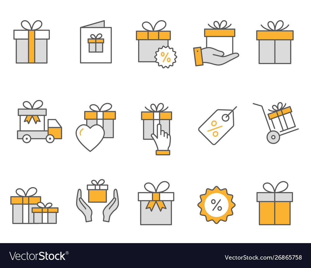 Gift box icons set black vector image Gift box icons set black