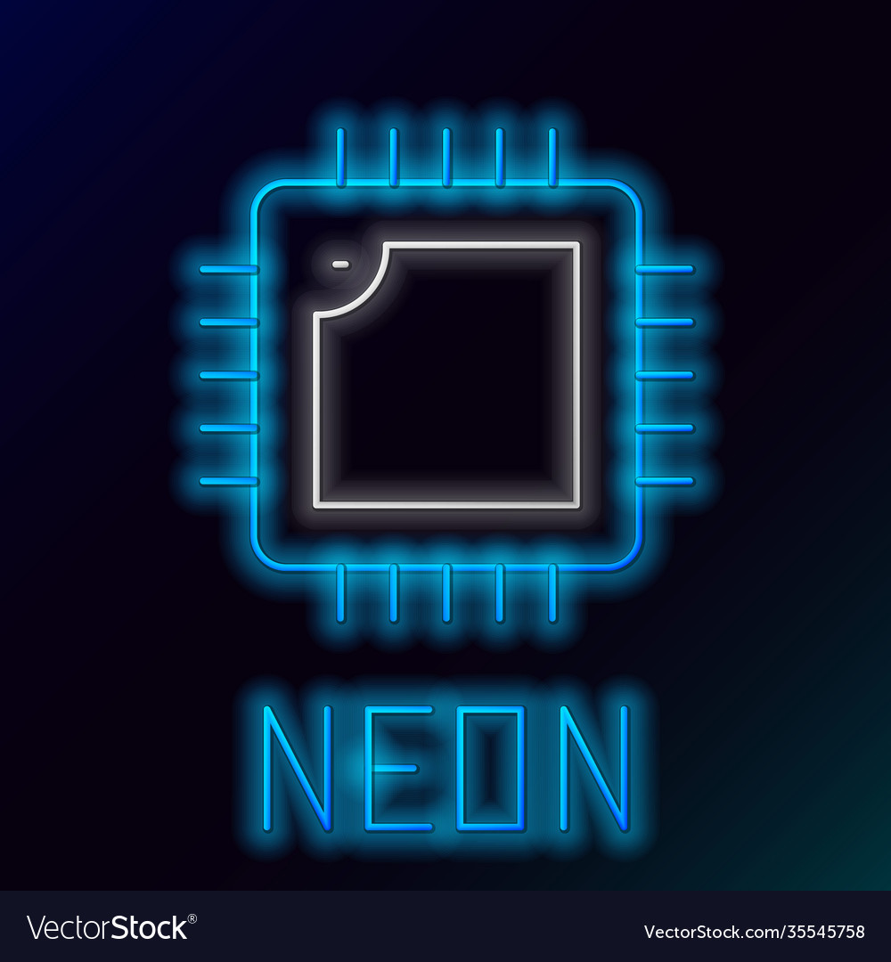 Glowing neon line computer processor