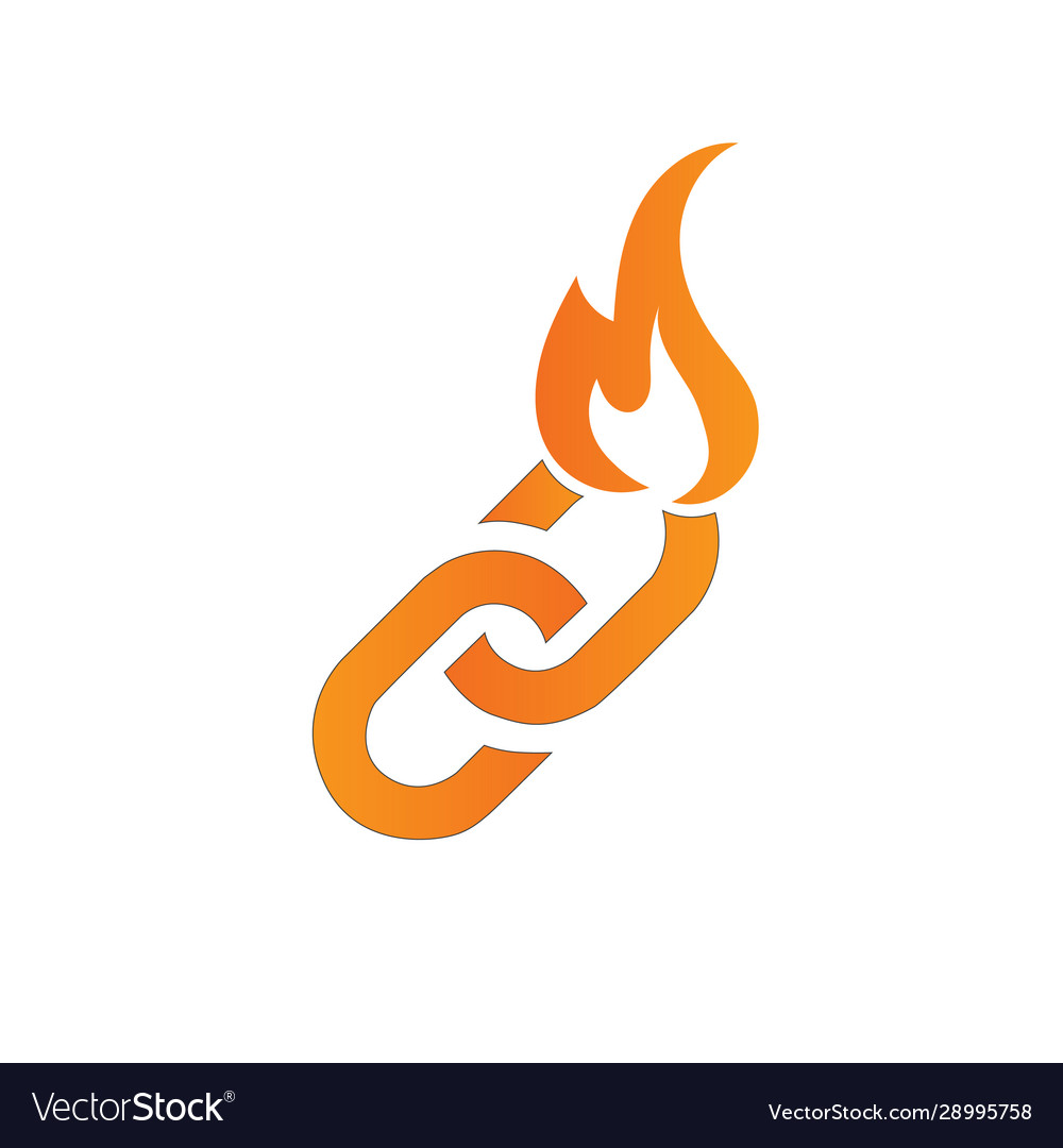 Hot linc concept icon link with fire flame